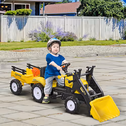 HOMCOM Pedal Go Kart Ride on Excavator Wheels Tyres Kids Children -Yellow