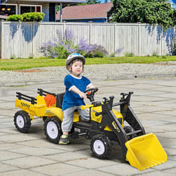 HOMCOM Pedal Go Kart Ride on Excavator Wheels Tyres Kids Children -Yellow