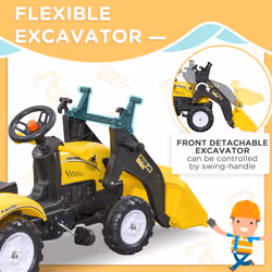 HOMCOM Pedal Go Kart Ride on Excavator Wheels Tyres Kids Children -Yellow