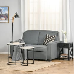 HOMCOM 2 Seater Sofa Bed Click Clack Couch Sleeper for Living Room Grey