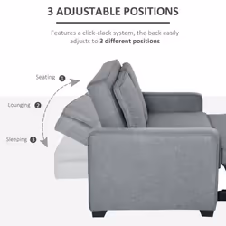 HOMCOM 2 Seater Sofa Bed Click Clack Couch Sleeper for Living Room Grey