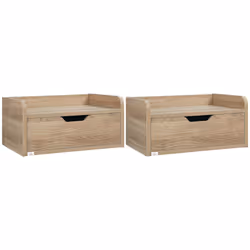 HOMCOM Floating Nightstand Set of 2, Nightstand with Drawer, Natural - Additional view 8