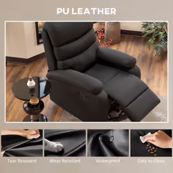 HOMCOM Manual Recliner Chair Armchair for Living Room with Footrest Black - Additional view 4
