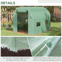 Outsunny 2.5 x 2m Walk-In Polytunnel Greenhouse with Roll Up Door Windows Green