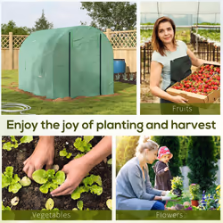 Outsunny 2.5 x 2m Walk-In Polytunnel Greenhouse with Roll Up Door Windows Green - Additional view 4