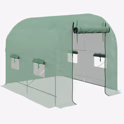 Outsunny 2.5 x 2m Walk-In Polytunnel Greenhouse with Roll Up Door Windows Green - Additional view 7