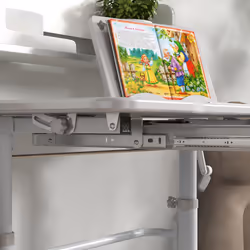 ZONEKIZ Height Adjustable Kids Desk and Chair Set, with Drawer, Bookshelf, Grey - Additional view 8