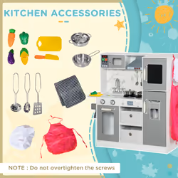 AIYAPLAY Toy Kitchen Playset w/ Lights, Sounds, Apron, Chef Hat - White - Additional view 6