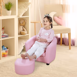 HOMCOM Kids Sofa Set Children Armchair Toddler Chair Padding with Footstool