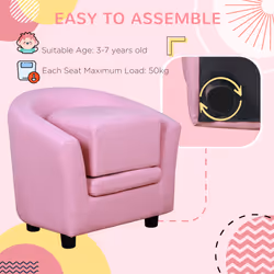 HOMCOM Kids Sofa Set Children Armchair Toddler Chair Padding with Footstool - Additional view 6