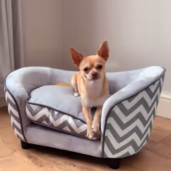 PawHut Dog Sofa Pet Couch for XS Dogs w/ Removable Sponge Padded Cushion - Grey
