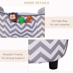 PawHut Dog Sofa Pet Couch for XS Dogs w/ Removable Sponge Padded Cushion - Grey - Additional view 4