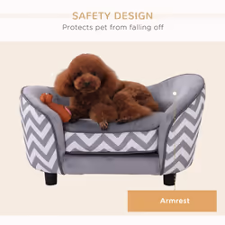 PawHut Dog Sofa Pet Couch for XS Dogs w/ Removable Sponge Padded Cushion - Grey - Additional view 5