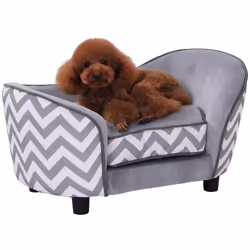 PawHut Dog Sofa Pet Couch for XS Dogs w/ Removable Sponge Padded Cushion - Grey - Additional view 8