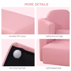 HOMCOM Kids Sofa Set 2 in 1 Child Table and Chair Set Toddler Armchair Pink