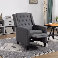 HOMCOM Button Tufted Microfibre Cloth Recliner Armchair for Living Room, Grey