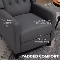HOMCOM Button Tufted Microfibre Cloth Recliner Armchair for Living Room, Grey