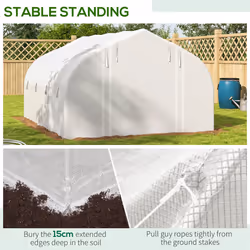 Outsunny 4 x 3(m) Walk-in Tunnel Greenhouse, Roll Up Sidewalls, Mesh Door - Additional view 5