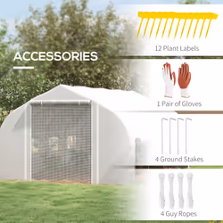 Outsunny 4 x 3(m) Walk-in Tunnel Greenhouse, Roll Up Sidewalls, Mesh Door - Additional view 6
