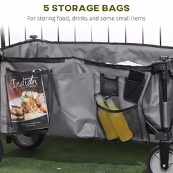 Outsunny Folding Wagon Garden Cart Collapsible Camping Trolley for Outdoor - Additional view 6