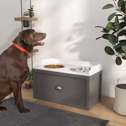 PawHut Stainless Steel Raised Dog Bowl w/ 21L Storage Drawer, for Large Dogs