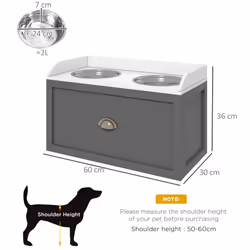 PawHut Stainless Steel Raised Dog Bowl w/ 21L Storage Drawer, for Large Dogs