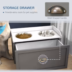 PawHut Stainless Steel Raised Dog Bowl w/ 21L Storage Drawer, for Large Dogs - Additional view 4