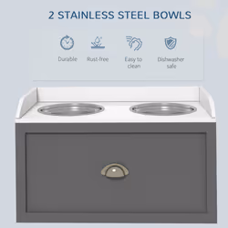 PawHut Stainless Steel Raised Dog Bowl w/ 21L Storage Drawer, for Large Dogs - Additional view 5