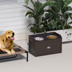PawHut Stainless Steel Raised Dog Bowl w/ 21L Storage Drawer, for Large Dogs - Additional view 8
