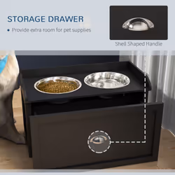PawHut Stainless Steel Raised Dog Bowl w/ 21L Storage Drawer, for Large Dogs - Additional view 4