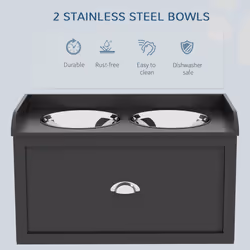 PawHut Stainless Steel Raised Dog Bowl w/ 21L Storage Drawer, for Large Dogs - Additional view 5