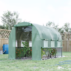 Outsunny 3 x 2 x 2m Polytunnel Green House w/ UV-resistant PE Cover, Green