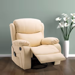 HOMCOM Massage Recliner Chair Manual Reclining Chair with Footrest Remote Beige