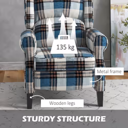 HOMCOM Recliner Chair for Living Room Wingback Chair with Padded Armrest Blue - Additional view 5