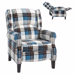 HOMCOM Recliner Chair for Living Room Wingback Chair with Padded Armrest Blue - Additional view 8