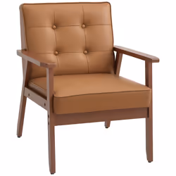 HOMCOM Accent Chair PU Leather Armchair with Armrests for Living Room Brown - Additional view 8