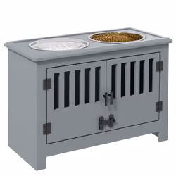 PawHut Raised Dog Bowls for Large Dogs Feeding Station w/ Stand, Storage - Grey - Additional view 5
