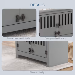 PawHut Raised Dog Bowls for Large Dogs Feeding Station w/ Stand, Storage - Grey - Additional view 6