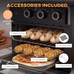 HOMCOM Air Fryer Oven 20L Mini Oven Countertop Convection Oven 1400W Black - Additional view 4