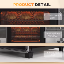 HOMCOM Air Fryer Oven 20L Mini Oven Countertop Convection Oven 1400W Black - Additional view 6