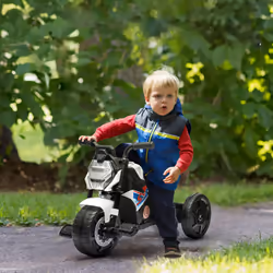 AIYAPLAY 3 in 1 Baby Trike with Headlights, Music, Horn - White