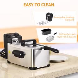 HOMCOM 3 Litre Deep Fat Fryer with Adjustable Temperature, 60min Timer, 2000W - Additional view 5