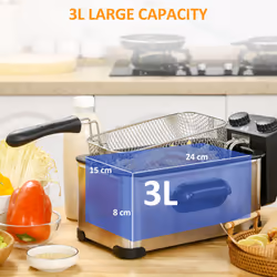 HOMCOM 3 Litre Deep Fat Fryer with Adjustable Temperature, 60min Timer, 2000W - Additional view 6