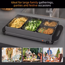 HOMCOM 4 Tray Electric Food Warmer Buffet Server with Adjustable Temp 300W