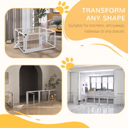 PawHut 8 Panels Freestanding Dog Barrier for S and M Dogs - White