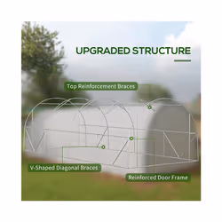 Outsunny Walk-in Tunnel Greenhouse, Upgraded Structure, Mesh Door & Windows