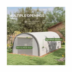 Outsunny Walk-in Tunnel Greenhouse, Upgraded Structure, Mesh Door & Windows