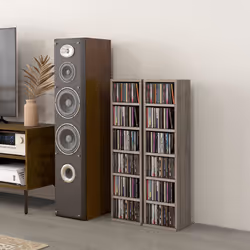 HOMCOM Set of 2 CD Storage Units with Adjustable Shelves Mocha Wood