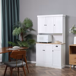 HOMCOM Kitchen Cupboard Storage Cabinet with Adjustable Shelves, White