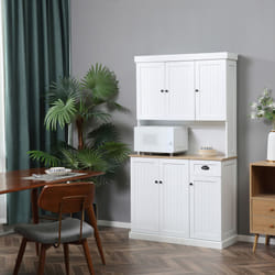 HOMCOM Kitchen Cupboard Storage Cabinet with Adjustable Shelves, White